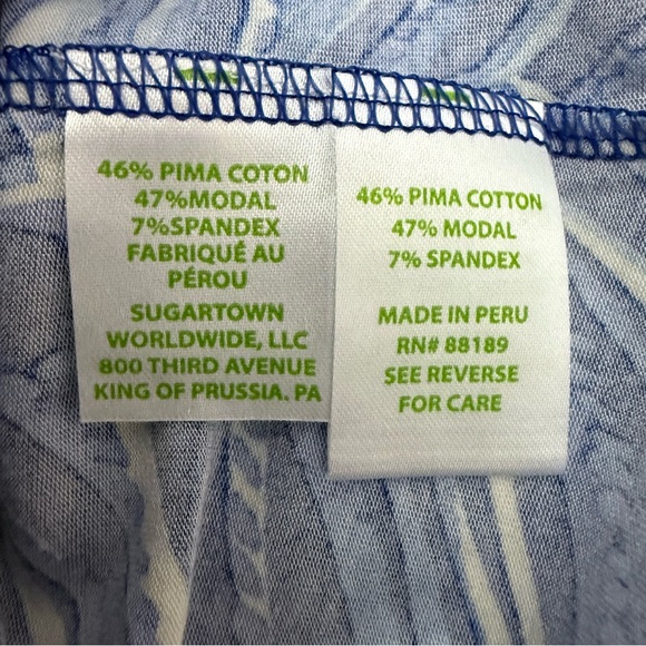 Lilly Pulitzer M Laddie Top Twilight Blue Ruffle Bell Sleeves Stretchy Boat Neck - Picture 10 of 14